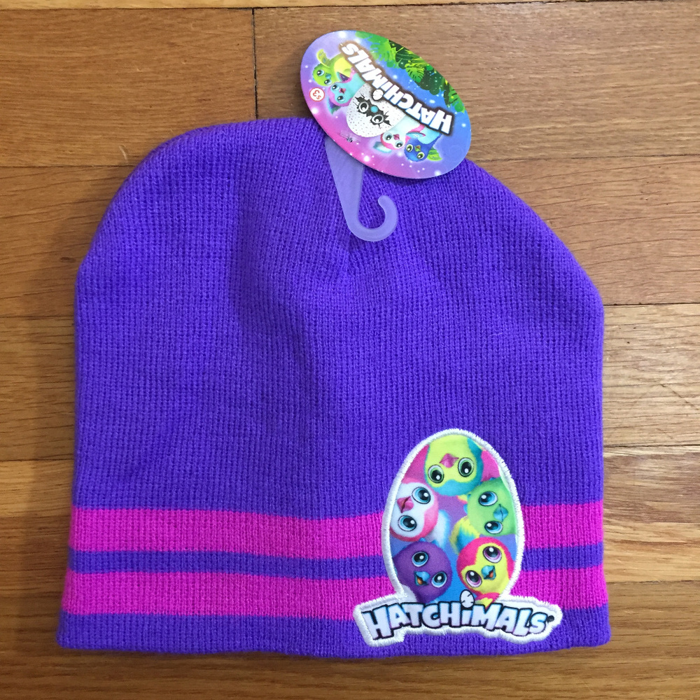 New HATCHIMALS Kids Winter Hat Beanie Snow Purple